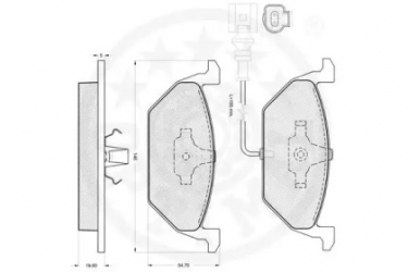 Колодки тормозные, передние с датчиком